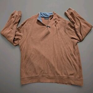 Tasso Elba Mens Pullover 1/4 Zip Sweater Orange/Copper Size XXL‎ 100% Cotton